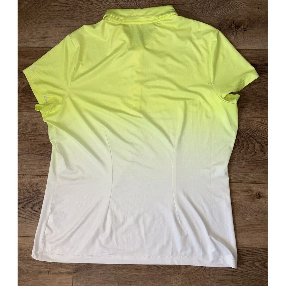 Nike Golf Tour Performance Women's Polo XL Dri Fit Ombré Neon Yellow White